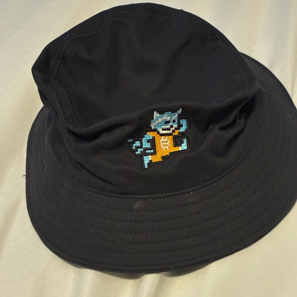 Kids Black Bucket Hat with Embroidered Design